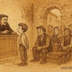 An illustration of Giufà before a Sicilian judge in village court.