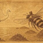 An illustration of Prince Gvidon with the magical swan, Russian folklore scene.