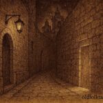 An illustration of hidden midnight door in Mdina, Maltese folktale scene.