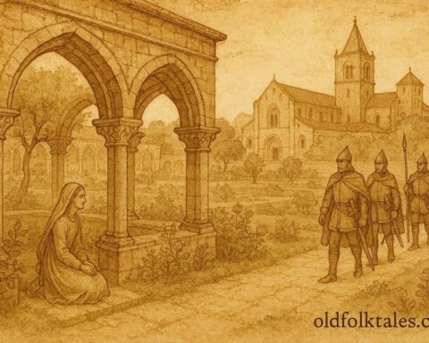 An artwork of Inês de Castro in Coimbra garden, Portuguese medieval legend.