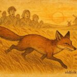 An illustration of the clever fox in La Mancha, Spanish folktale scene.